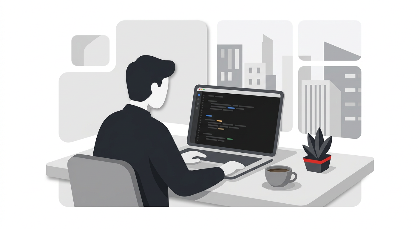 A builder at their desk